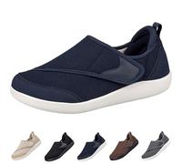 Mens Extra Wide Fit Diabetic Shoes Easy Close Adjustable Strap Breathable Non-Slip Orthopedic for Swollen Feet Plantar Fasciitis Comfort Lightweight Walking Shoes Size 8 Dark Blue