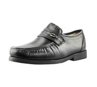 Men's Extra Wide Fitting Leather Moccasin Slip-On Shoes, Black (Black, UK Footwear Size System, Adult, Men, Numeric, X-Wide, 7)