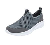 Mens Extra Wide Slip On Trainers Casual Loafers Shoes Mesh Walking Sneakers | Breathable Comfortable Low-Top Trainers Plain Color Leisure Athletic Sneakers for Jogging Outdoor