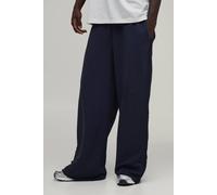 Men's Extreme Wide Leg Loopback Embroidered Raw Hem Joggers | Navy | Size X-Small | BOOHOOMAN