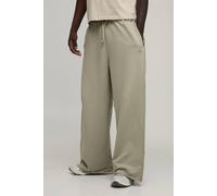 Men's Extreme Wide Leg Loopback Embroidered Raw Hem Joggers | Sage | Size X-Small | BOOHOOMAN