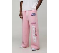 Men's Extreme Wide Leg Moto Graphic Joggers | Pink | Size 2X-Large | BOOHOOMAN