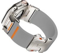 Men's Fabric Nylon Stretchy Strap for Apple Watch Ultra 3/2, 49 mm, 46 mm, 45 mm, 44 mm, 42 mm, 41 mm, 40 mm, 38 mm, Mecha Style Parachute Buckle Wide Strap, Grey