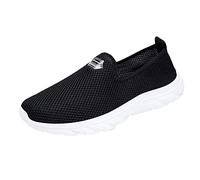 Men's Fabric Shoes, Summer 39-47, Slip-On Casual Shoes with Soft Sole, Slip-On Shoes, Lightweight Flat Shoes, Breeze Shoes, Plain Street Shoes, Fashionable Jogging Shoes, Fitness Shoes, White, 8 UK