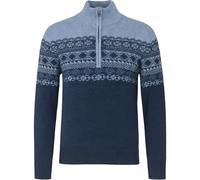 Mens Fair Isle Jumper Knitted High Neck Jacquard Cardigan Zip Aztec Sweater Pullover Casual Long Sleeve Warm Winter Top, Blue Navy, S