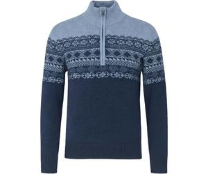Mens Fair Isle Jumper Knitted High Neck Jacquard Cardigan Zip Aztec Sweater Pullover Casual Long Sleeve Warm Winter Top, Blue Navy, S