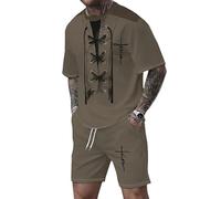 Men's Faith 3D Printed T-Shirt & Shorts Set Summer Tracksuit Set Fashion Casual 2 Piece Outfits