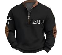 Men's Faith Print Casual T-Shirt Faith Ephesians 2 8 Pullover, Black, 3XL