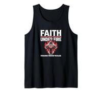 Mens Faith Under Fire Firefighter Cross Flames Resilience Tank Top