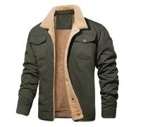Men's Fall And Winter European And American Fleece-Lined Cotton Flapped-Collar Jacket Coat