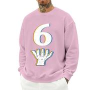 Men's Fall Sweatshirt, Pullover With Hand Print, Crew Neck, Loose Fit, Long Sleeve, Travel Essential, Everyday Wear, Tearaway Label, Comfort Fit,3XL