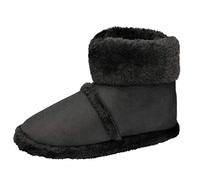 Men's Famous Dunlop BENJAMIN Faux Suede Furry Bootee Slippers BLACK size Small (fits UK 6 & 7)