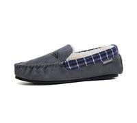 Mens Famous Dunlop GEORGE Moccasin Loafers Faux Sheepskin Fur Slippers with Memory Foam (11 UK, Grey Multi, numeric_11)