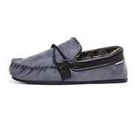 Mens Famous Dunlop GEORGE Moccasin Loafers Faux Sheepskin Fur Slippers with Rubber Sole (12 UK, Grey Saddle)