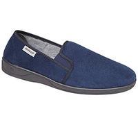 Mens Famous Dunlop Navy Imitation Suede Twin Gusset Slipper - Jethro - Navy - size UK Mens Size 8