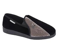 Mens famous DUNLOP WINSTON elasticated gusset slippers Black/Grey size 11