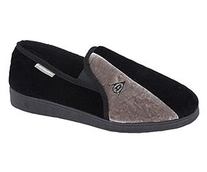 Mens famous DUNLOP WINSTON elasticated gusset slippers Black/Grey size 7
