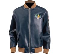Mens Famous Game Evil 4 Remake Blue Biker Leather Jacket Cosplay Casual Outerwear