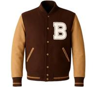 Mens Famous Game Miami Retro Brown Varsity Letterman Jacket