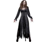 Mens Fancy Dress Costume Scary Womens Halloween Costume Mary Gothic Black Gown Lace Splice Halloween Dress (Black, M)