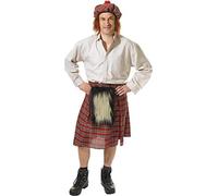 Mens Fancy Dress Scots Kilt and Hat Set