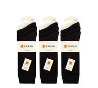 Men's Farah Cotton Rich Gentle Grip Socks Multi Pack 3/6 / 9 Black 9 Pack