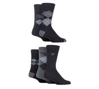 Mens Farah Striped and Argyle Cotton Socks Patterned in Many Colours 5 Pair Pack