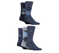 Mens Farah Striped and Argyle Cotton Socks Patterned in Many Colours 5 Pair Pack