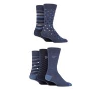 Farah 5 Pack Mens Patterned Cotton Dress Socks - Denim Blue (Polka Dots) - 6-11 UK
