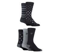 Mens Farah Striped and Argyle Cotton Socks Patterned in Many Colours 5 Pair Pack