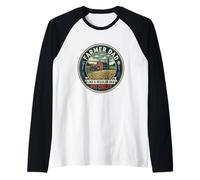 Mens Farmer Dad Tractor Farming Agriculture Harvest Father's Day Raglan Baseball Tee