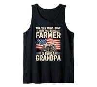 Mens Farmer Grandpa Tractor With American Flag Pride Tank Top