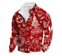 men's fashion,4xl hoodies for men uk,Christmas Jumpers for Men UK Mens Sweatshirts 1/4 Zip Pullover Xmas Fashion Fleece Jumper men's Sweater Casual Long Sleeve Tops Sweaters Outfits Clothing,Red,XXL