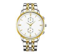 Men's Fashion Alloy Steel Band Watch Decorated with 2 Fake chronographs Simple Analog Quartz Watches Men's Business Sports Waterproof Watches