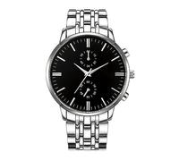 Men's Fashion Alloy Steel Band Watch Decorated with 2 Fake chronographs Simple Analog Quartz Watches Men's Business Sports Waterproof Watches