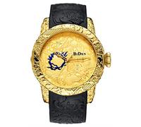 MASTOP Men's Fashion Big Dial 3D Sculpture Dragon Watches Men Quartz Watches Luxury Exquisite Creative Watch, Black gold, Quartz Watches