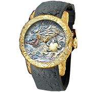 MASTOP Men's Fashion Big Dial 3D Sculpture Dragon Watches Men Quartz Watches Luxury Exquisite Creative Watch, Fashion/grey, Quartz Watches