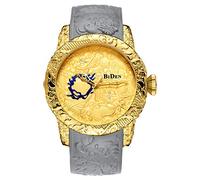 MASTOP Men's Fashion Big Dial 3D Sculpture Dragon Watches Men Quartz Watches Luxury Exquisite Creative Watch, Gold, Quartz Watches