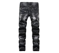 Men's Fashion Biker Jeans with Zipper Pockets Slim Fit Stretch Straight Leg Ripped Skinny Washed Distressed Comfort Denim Pants Bermuda Jeans