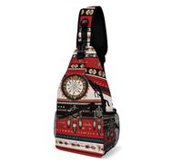 Men's Fashion Chest Bag, Travel Shoulder Pack, Small Cross Body Sling Bag Southwest Native American Ethnic Horse Dreamcatcher Art Red