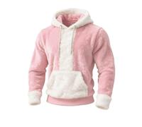 Men'S Fashion Colorblock Hooded Sweatshirt Teddy Fleece Jumper Men Fluffy Drawstring Loose Pullover Long Sleeve Hooded Pullover Lightweight Thermal Jumper Comfortable Soft Comfortable Sweatshirt