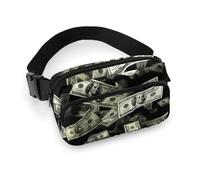 Men's Fashion Dress Decor Waist Bag, Small Pack, Portable Belt Bag with Adjustable Strap Falling Money American Bill Dollars
