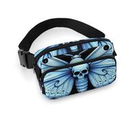 Men's Fashion Dress Decor Waist Bag, Small Pack, Portable Belt Bag with Adjustable Strap Goth Moth Dead Skull Moon