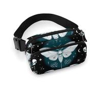 Men's Fashion Dress Decor Waist Bag, Small Pack, Portable Belt Bag with Adjustable Strap Occultism Goth Moth Dead Skull Moon