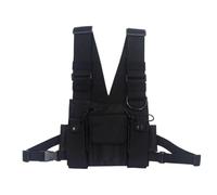 Men's Fashion Hip Hop Vest Chest Bag with Shoulder Strap | Canvas Black Finish, Adjustable Fit and Lightweight Comfort, for Smartphones and Id Cards at Festivals