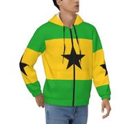 Men'S Fashion Hoodies Long Sleeve Vintage Lace Up Hooded Sweatshirts Sao Tome and Principe Flag Print Shirts Drawstring Hoody Tops For Daily Use Leisure Activities S To 3XL Black