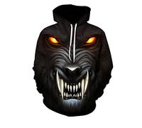 Men's Fashion Hoodies Viking Animal Wolf Print Long Sleeve Sweatshirt 3D Printed Hoodie with Big Kanga Pocket