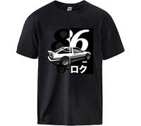 Men's Fashion Initial D Ae86 Print T Shirt Man Summer Top Short Sleeve Cotton Sportswear Tee 2020 Man T Shirts Pullover Black Black L