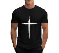 Men's Fashion Jesus Cross T-Shirt Christian Religious Bible T-Shirts Funny Graphic Summer Tee Tops Short Sleeve Trendy Blouse Size M Black