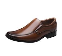 Men's Fashion Leather Formal Shoes Men Classic Oxfords Slip On Pointed Toe Style Shoes Soft Cushioned Insole Dynamic Support for Men Formal Dress Business Work Wedding Size 9 Brown